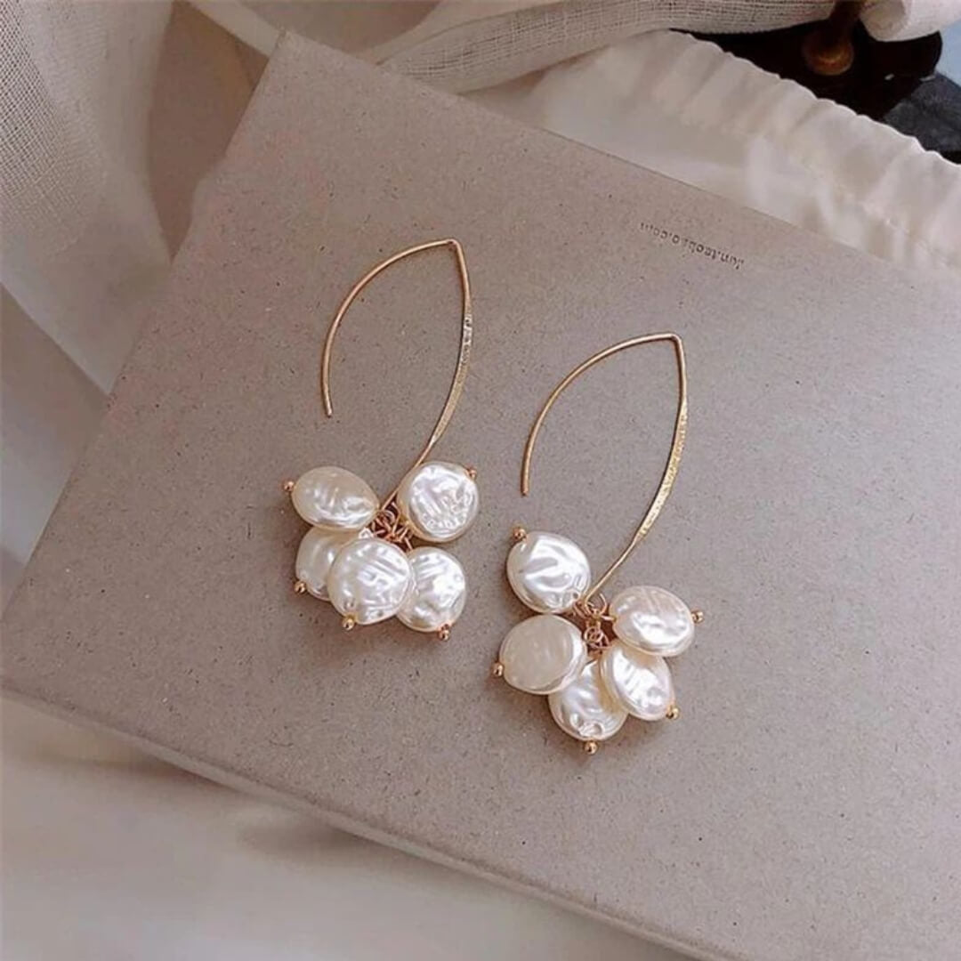Gold Cluster Freshwater Pearl Earrings - Diane Jewelry