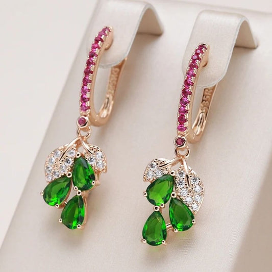 Emerald Drop Rose Gold Earrings - Diane Jewelry