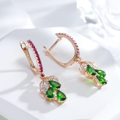 Emerald Drop Rose Gold Earrings - Diane Jewelry