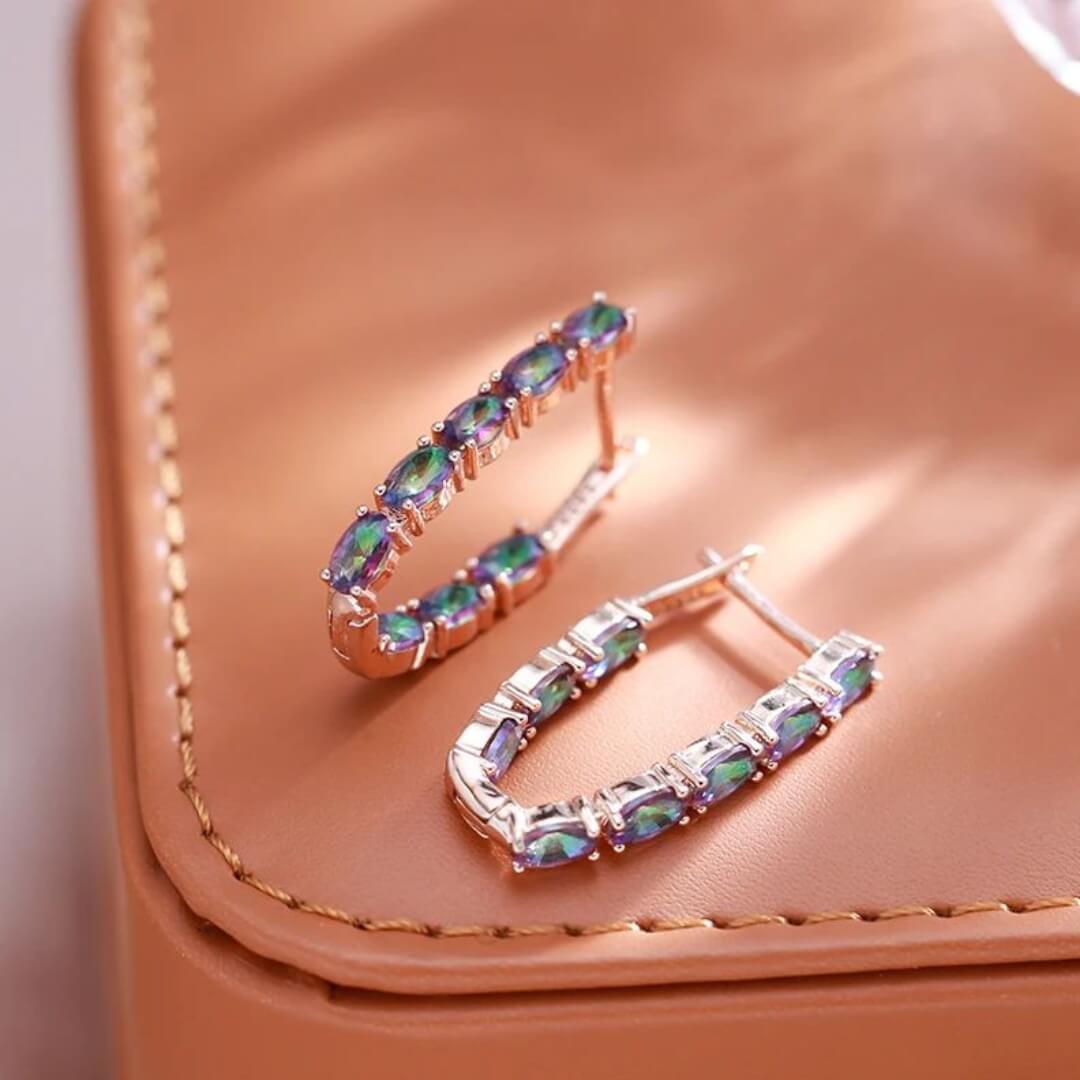 Rainbow Mystic Topaz Hoop Earrings - Diane Jewelry