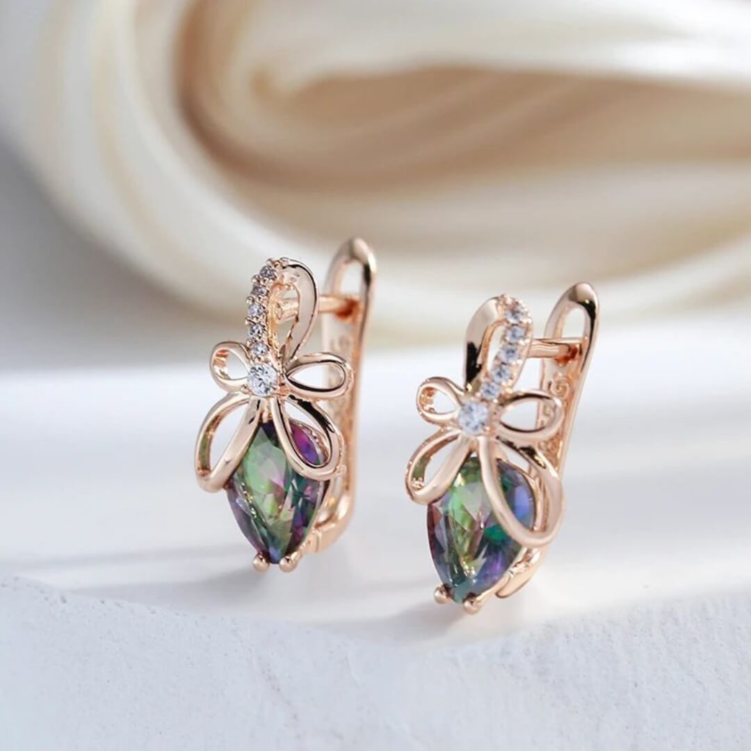 Mystic Topaz Bow Drop Earrings - Diane Jewelry