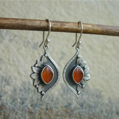 Bohemian Silver Lotus Earrings - Diane Jewelry