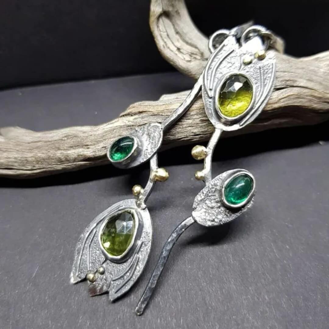 Artisan Green Stone Earrings - Diane Jewelry
