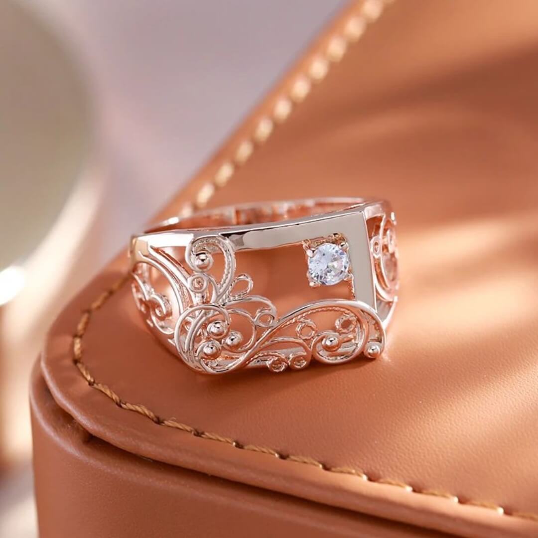 Gold Filigree Crystal Statement Ring - Diane Jewelry