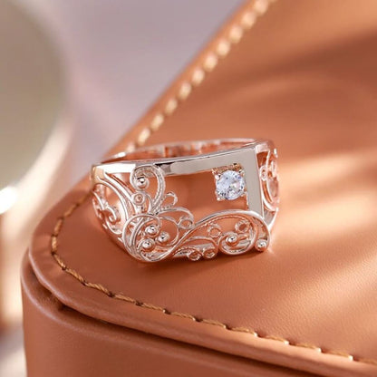 Gold Filigree Crystal Statement Ring - Diane Jewelry