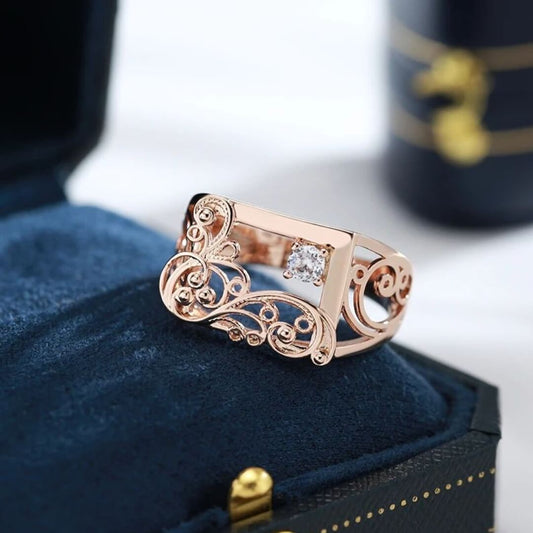 Gold Filigree Crystal Statement Ring - Diane Jewelry