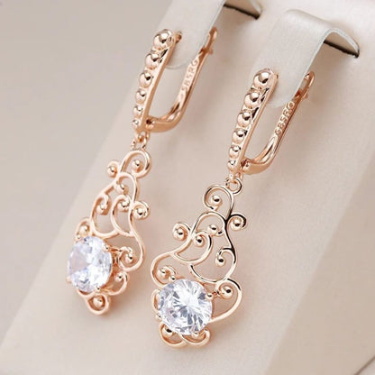 Vintage Drop Earrings with Crystals - Diane Jewelry