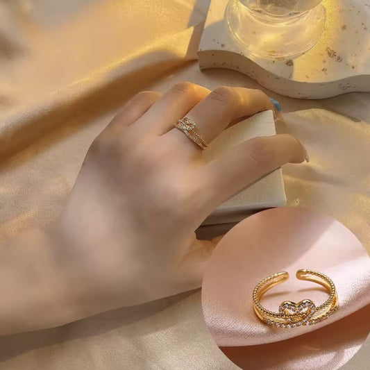 Adjustable Gold Heart Shape Ring - Diane Jewelry