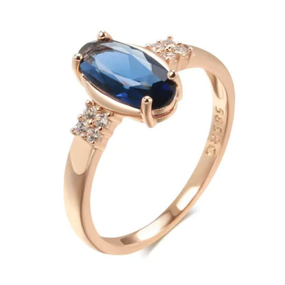 Blue Crystal Rose Gold Ring - Diane Jewelry