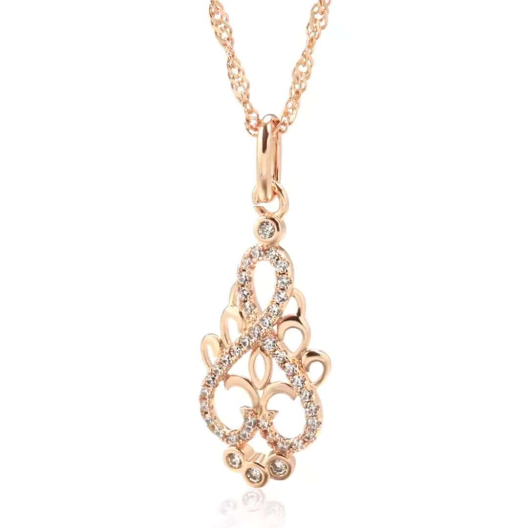 Rose Gold Crystal Filigree Necklace - Diane Jewelry