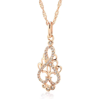 Rose Gold Crystal Filigree Necklace - Diane Jewelry