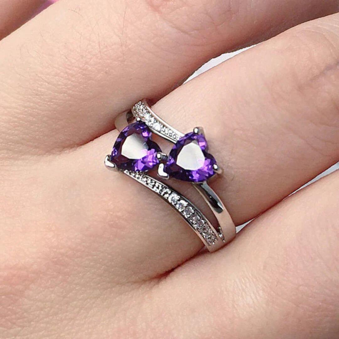 Purple Heart Crystal Promise Ring - Diane Jewelry
