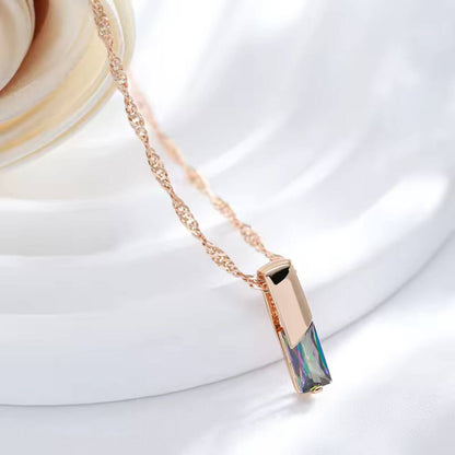 Rose Gold Iridescent Bar Necklace - Diane Jewelry