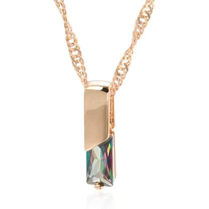 Rose Gold Iridescent Bar Necklace - Diane Jewelry