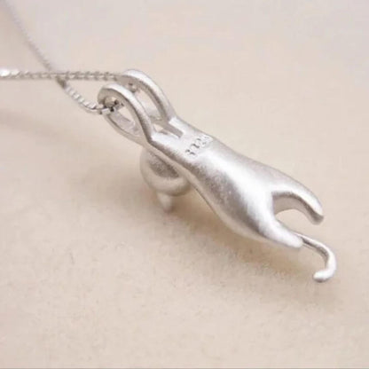 Minimalist Silver Cat Pendant Necklace - Diane Jewelry