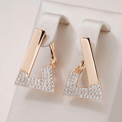 Geometric Rose Gold Crystal Earrings - Diane Jewelry