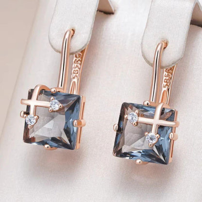 Square Gem Rose Gold Earrings - Diane Jewelry