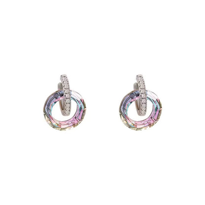 Aurora Crystal Circle Drop Earrings - Diane Jewelry