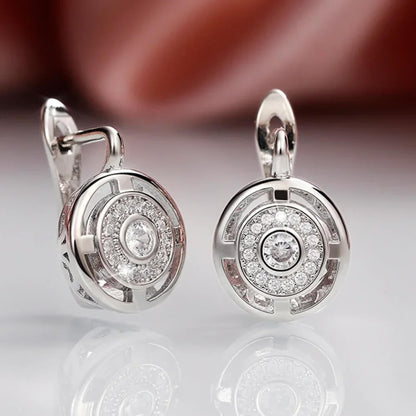 Silver Round Crystal Earrings - Diane Jewelry