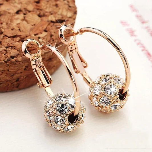 Crystal Ball Hoop Earrings - Diane Jewelry