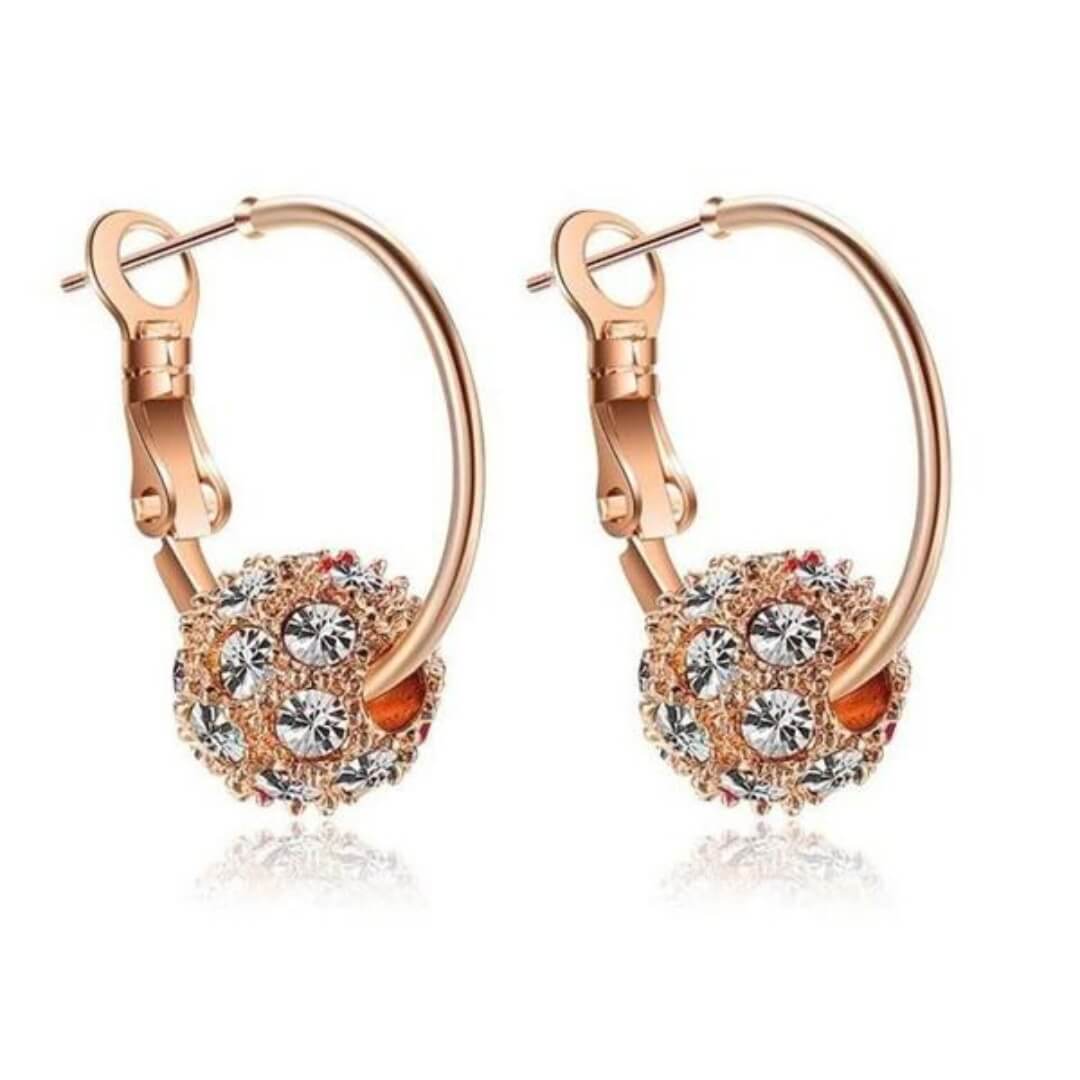 Crystal Ball Hoop Earrings - Diane Jewelry