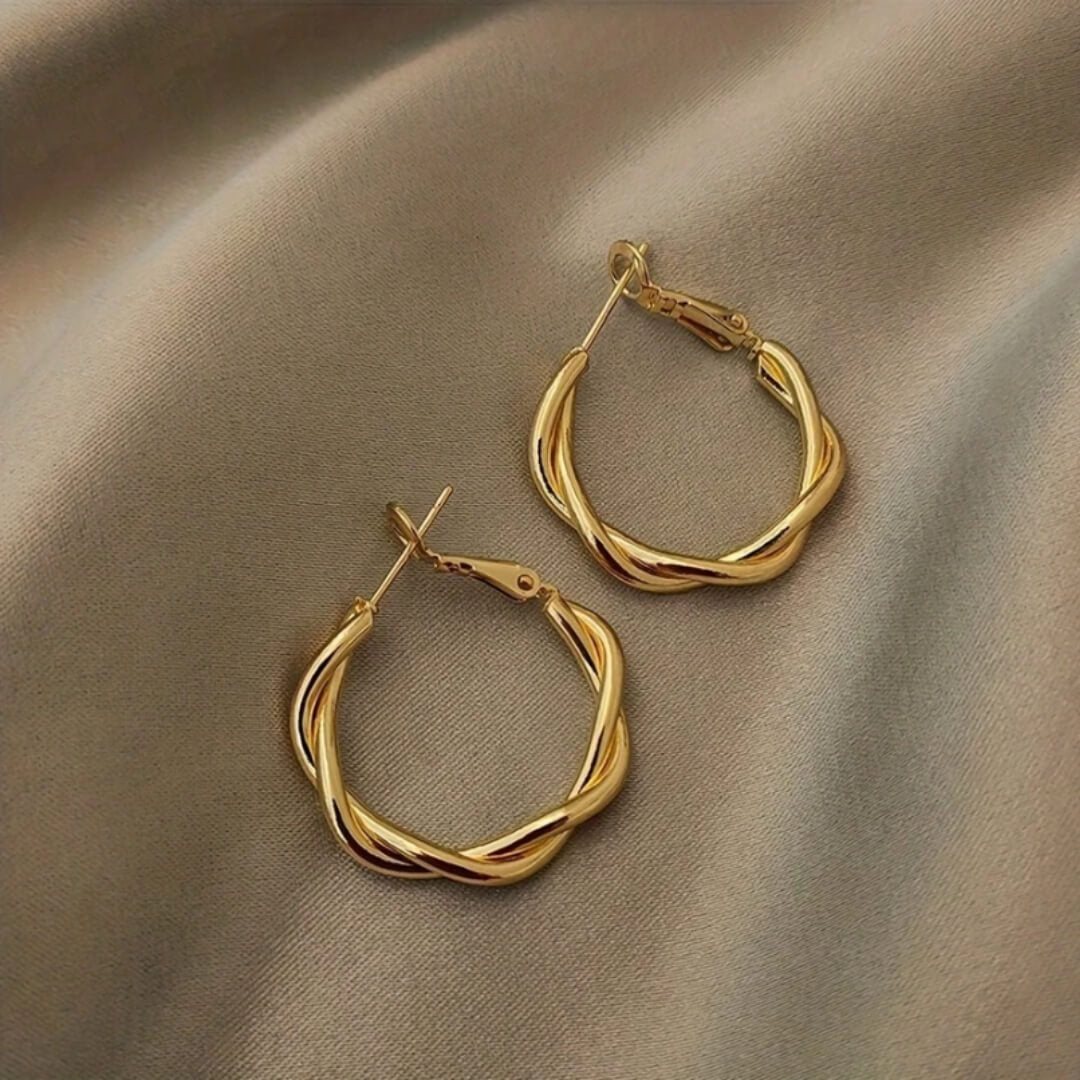 Twisted Gold Hoop Earrings - Diane Jewelry