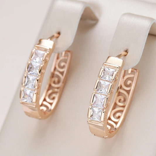 Rose Gold Square Hoop Earrings - Diane Jewelry