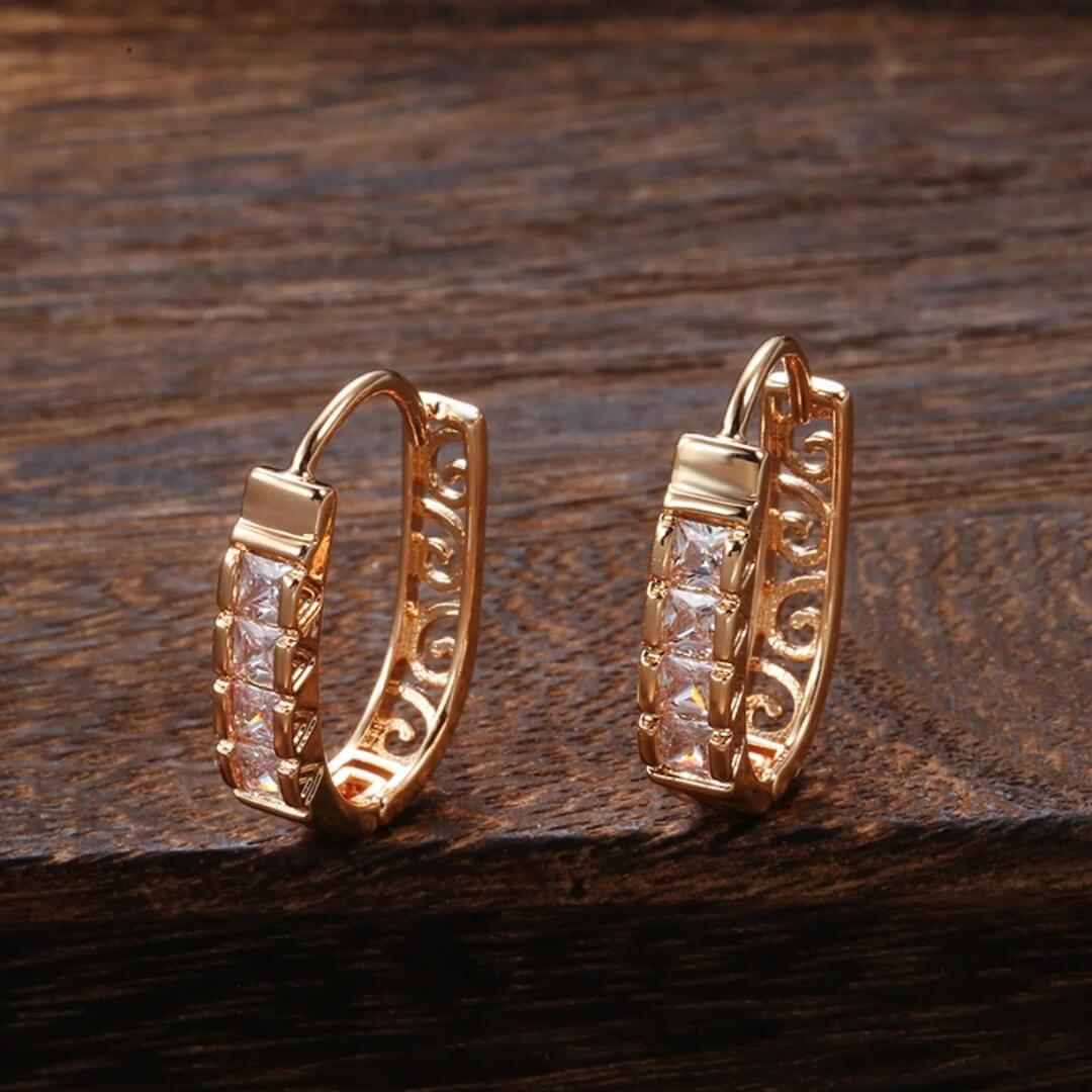 Rose Gold Square Hoop Earrings - Diane Jewelry