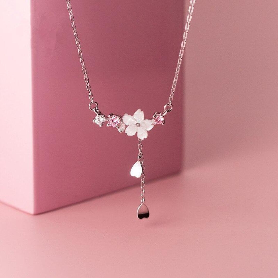 Pink Flower Pendant Chain Necklace - Diane Jewelry