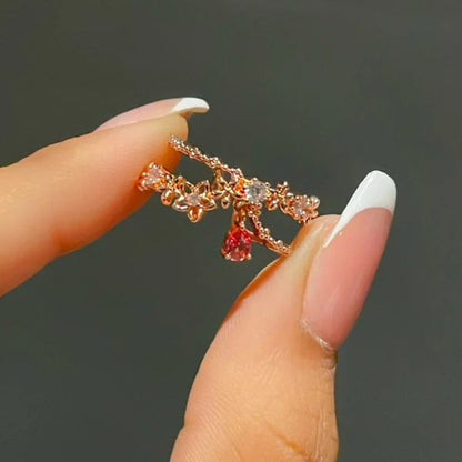 Rose Gold Flower Adjustable Ring - Diane Jewelry