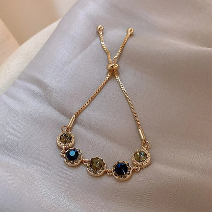 Elegant Gold Gemstone Link Bracelet - Diane Jewelry