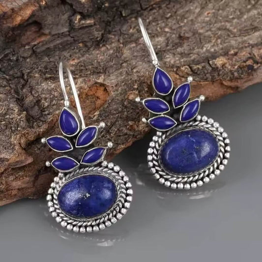 Bohemian Blue Stone Dangle Earrings - Diane Jewelry