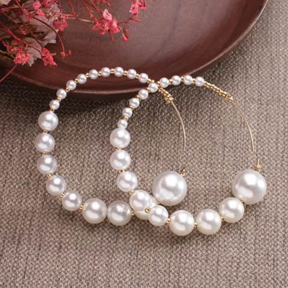 Bold Pearl Hoop Earrings - Diane Jewelry