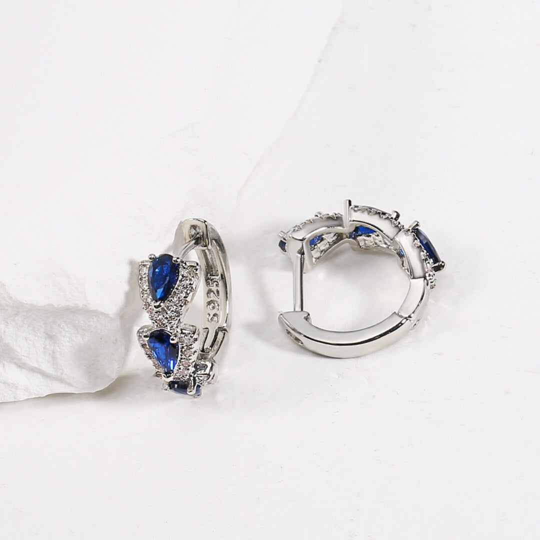 Blue Sapphire Hoop Earrings - Diane Jewelry