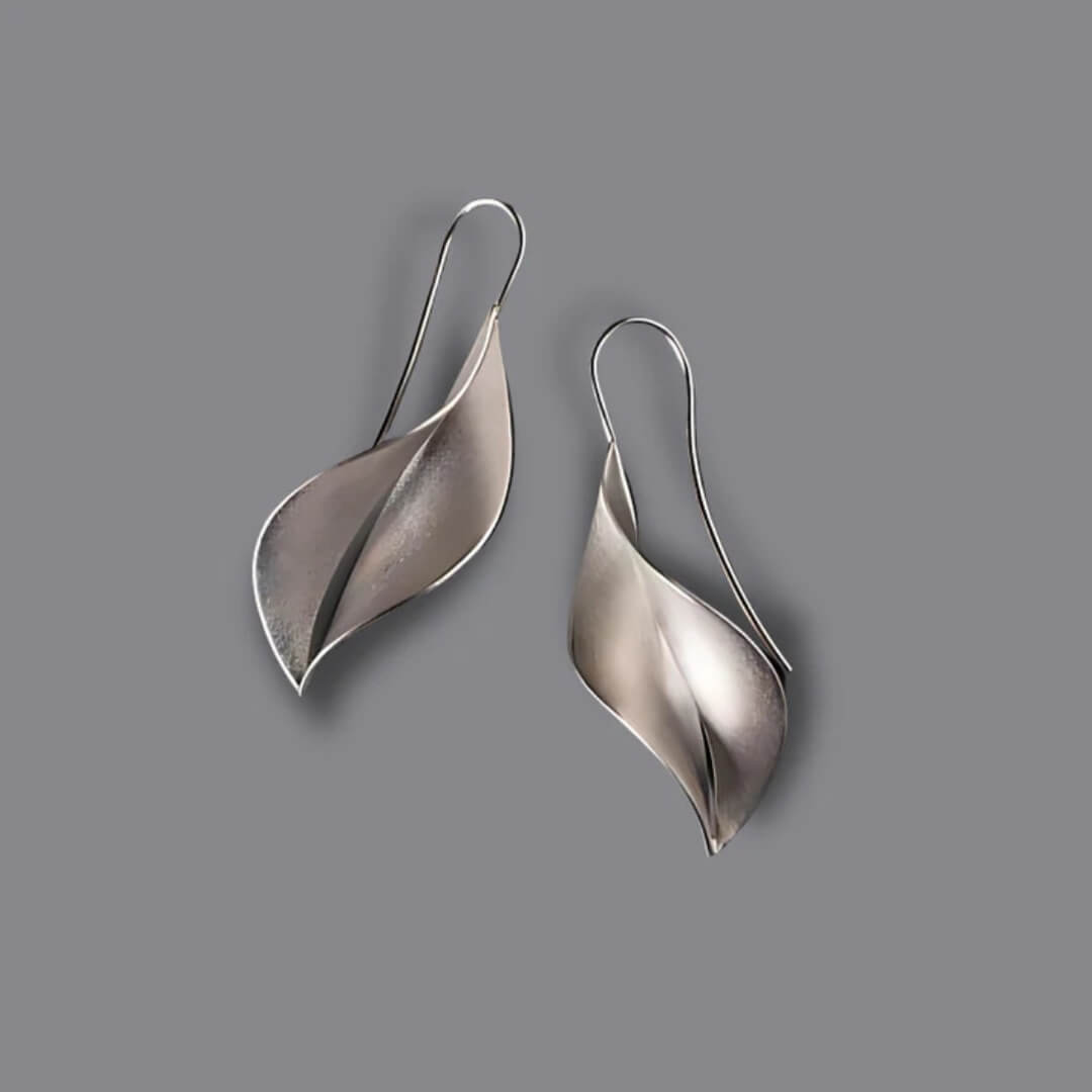Minimalist Silver Leaf Drop Earrings - Diane Jewelry