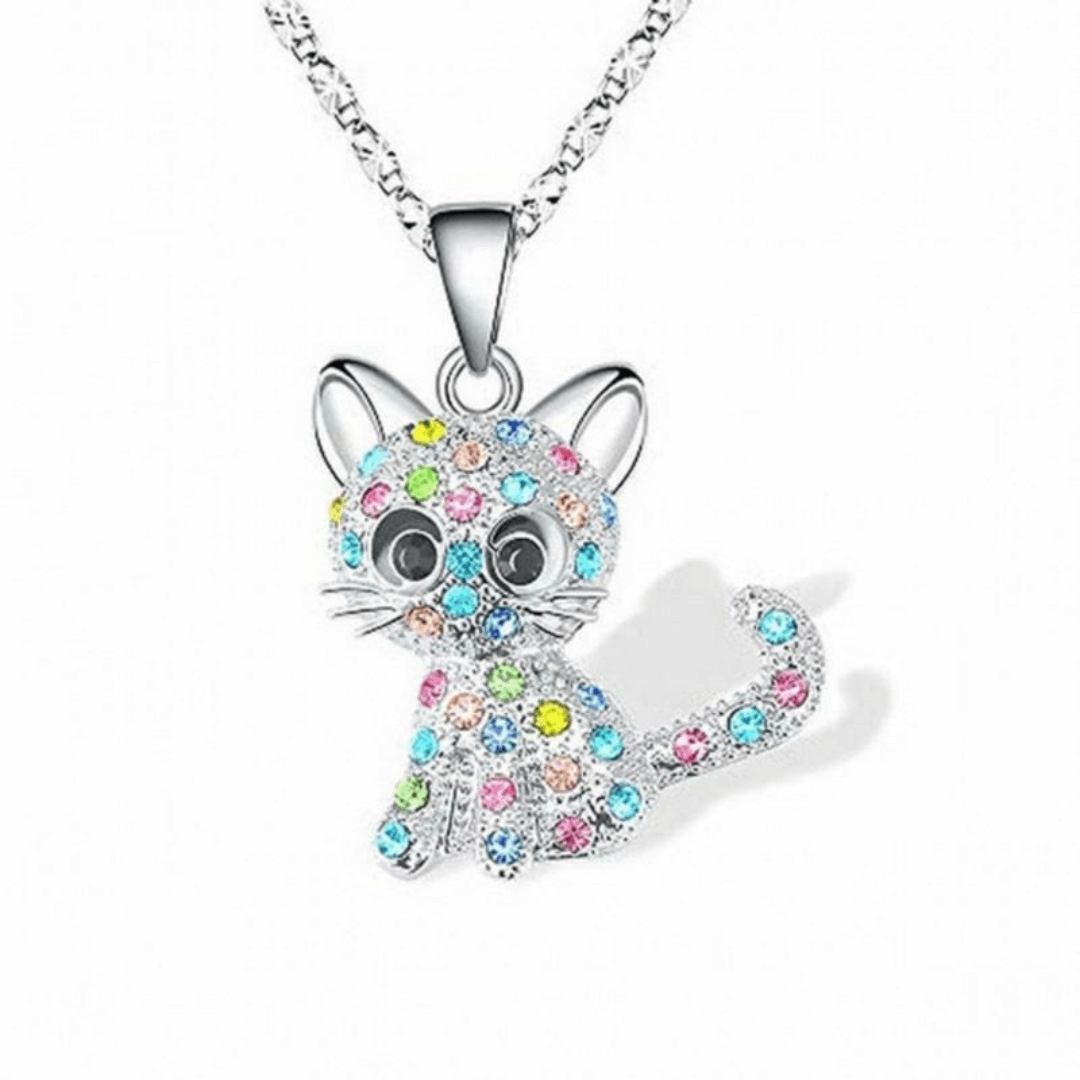 Glitter Cat Charm Jewelry Necklace - Diane Jewelry