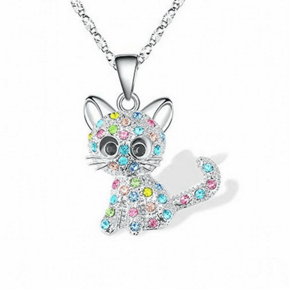 Glitter Cat Charm Jewelry Necklace - Diane Jewelry