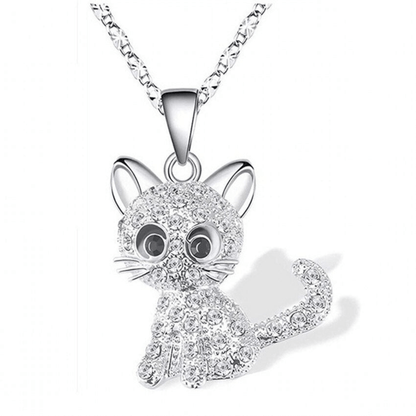 Glitter Cat Charm Jewelry Necklace - Diane Jewelry