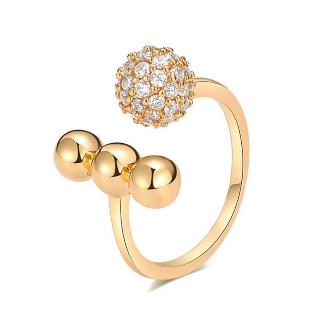 Gold Ball Sparkle Statement Ring - Diane Jewelry