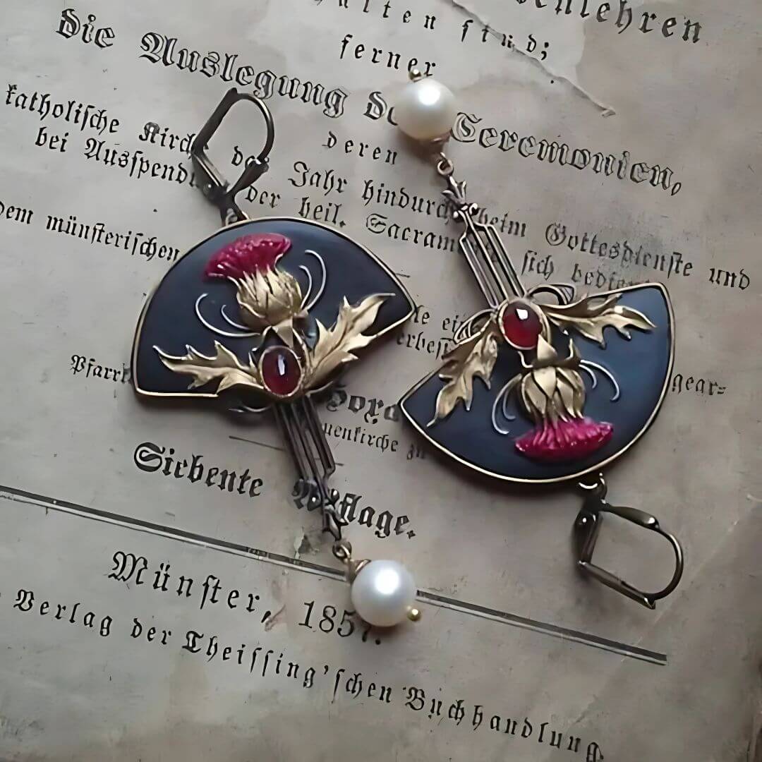 Victorian Pearl Thistle Drop Earrings - Diane Jewelry