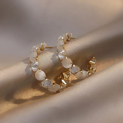 Gold Hoop Earrings with Crystals - Diane Jewelry