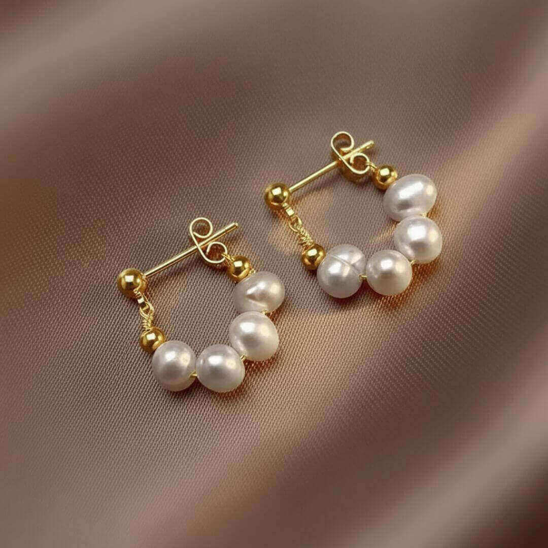 Gold Pearl Mini Hoop Earrings Emma & Noah Jewelry