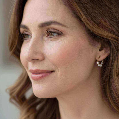 Gold Pearl Mini Hoop Earrings Emma & Noah Jewelry