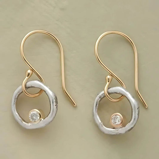 Mixed Metal Circle Drop Earrings - Diane Jewelry