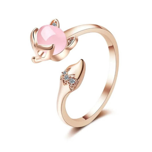 Adjustable Pink Fox Wrap Ring - Diane Jewelry