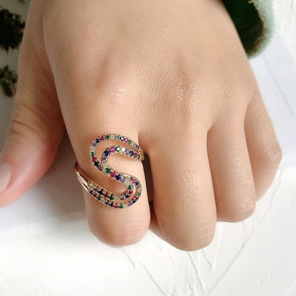 Colorful Wave Multistone Statement Ring - Diane Jewelry