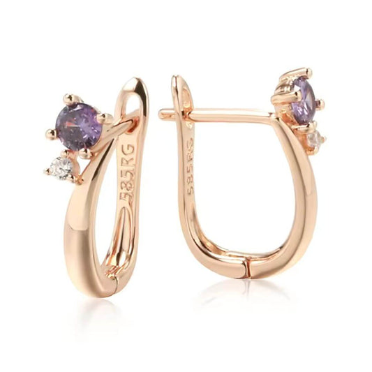 Rose Gold Amethyst Hoop Earrings - Diane Jewelry