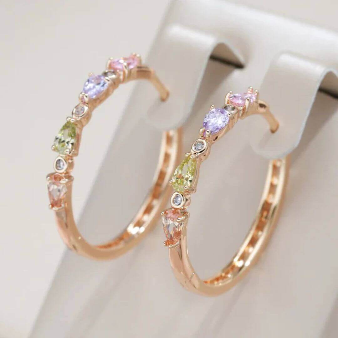 Colorful Crystal Hoop Earrings - Diane Jewelry