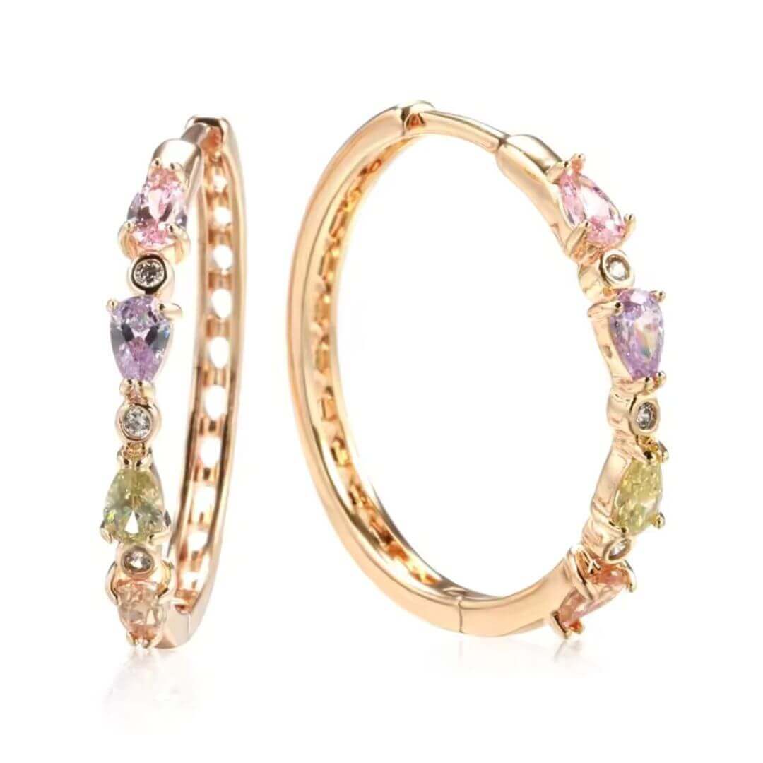 Colorful Crystal Hoop Earrings - Diane Jewelry