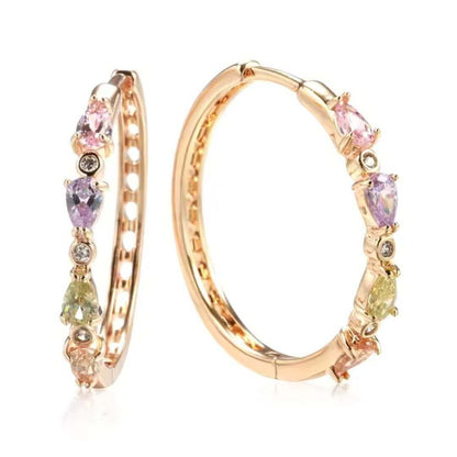 Colorful Crystal Hoop Earrings - Diane Jewelry